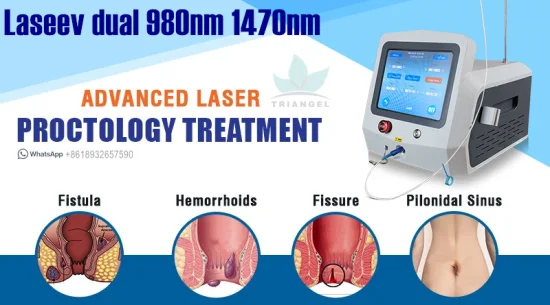 Médecin recommandé Fistule anale Piles Hémorroïdes Sinus Pilonidal Chirurgie Laser 980nm 1470nm Triangelmed Proctologie Chirurgie Machine Laser à Diode Médicale